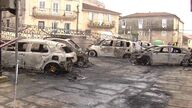 Queman una veintena de coches en el casco histórico de Tui (Pontevedra)